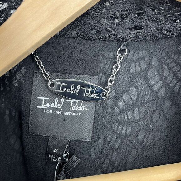 Isabel Toledo Lane Bryant Jacket Size 22 Womens Black Lace Bolero Blazer Sheer - Picture 3 of 8